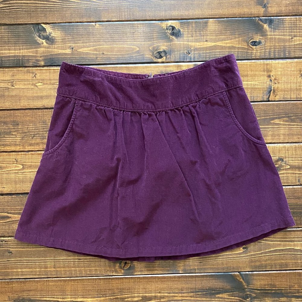 Plum Corduroy Mini Skirt with Pockets
